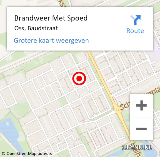 Locatie op kaart van de 112 melding: Brandweer Met Spoed Naar Oss, Baudstraat op 17 september 2024 09:06