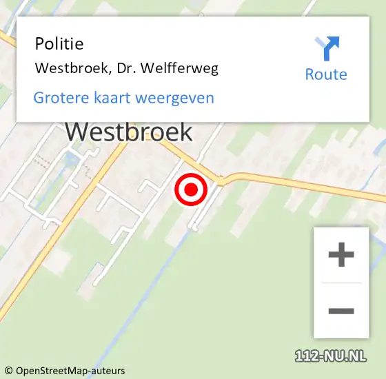 Locatie op kaart van de 112 melding: Politie Westbroek, Dr. Welfferweg op 17 september 2024 09:12