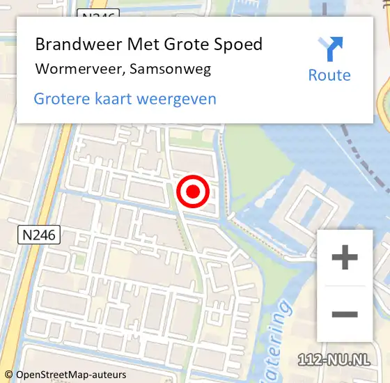 Locatie op kaart van de 112 melding: Brandweer Met Grote Spoed Naar Wormerveer, Samsonweg op 17 september 2024 09:42