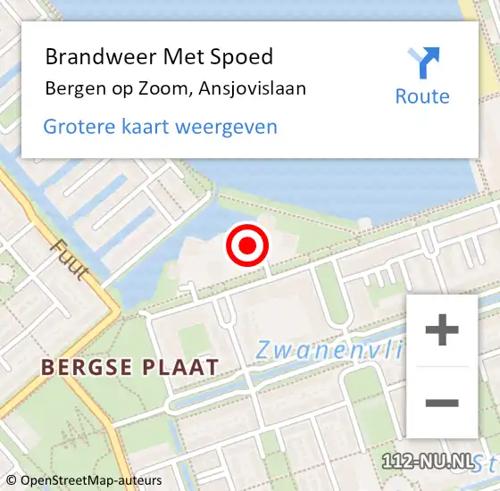 Locatie op kaart van de 112 melding: Brandweer Met Spoed Naar Bergen op Zoom, Ansjovislaan op 17 september 2024 09:44