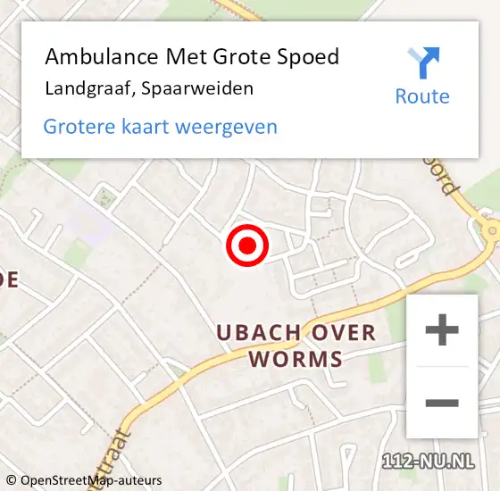 Locatie op kaart van de 112 melding: Ambulance Met Grote Spoed Naar Landgraaf, Spaarweiden op 20 oktober 2014 12:47