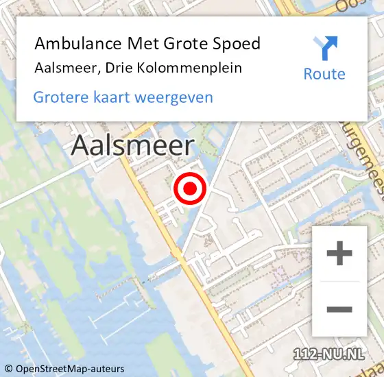 Locatie op kaart van de 112 melding: Ambulance Met Grote Spoed Naar Aalsmeer, Drie Kolommenplein op 17 september 2024 10:34