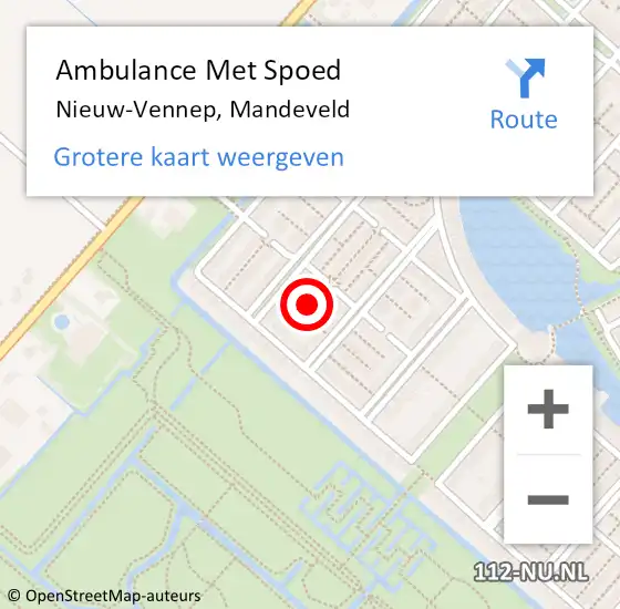 Locatie op kaart van de 112 melding: Ambulance Met Spoed Naar Nieuw-Vennep, Mandeveld op 17 september 2024 10:42