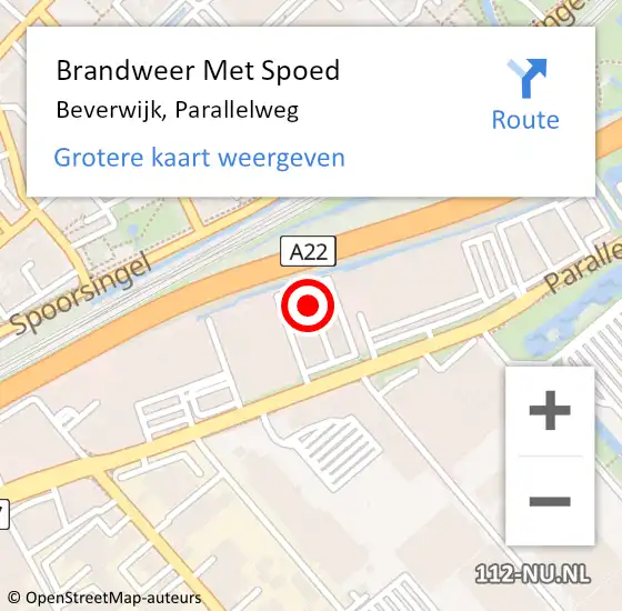 Locatie op kaart van de 112 melding: Brandweer Met Spoed Naar Beverwijk, Parallelweg op 17 september 2024 10:58