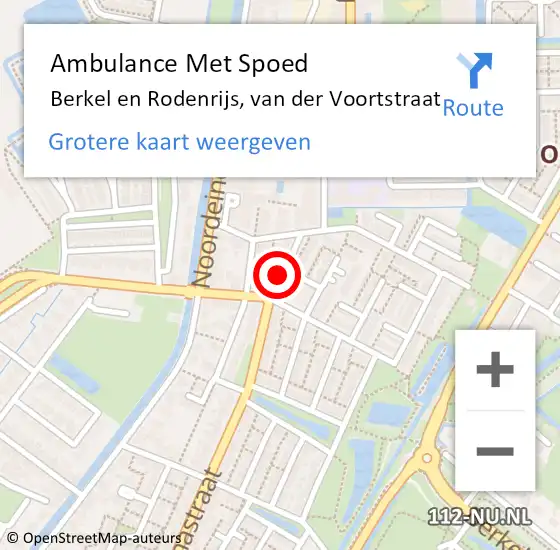 Locatie op kaart van de 112 melding: Ambulance Met Spoed Naar Berkel en Rodenrijs, van der Voortstraat op 17 september 2024 11:00