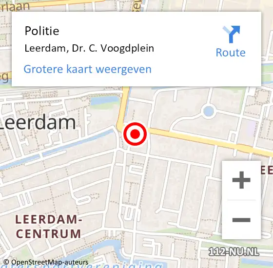 Locatie op kaart van de 112 melding: Politie Leerdam, Dr. C. Voogdplein op 17 september 2024 11:01