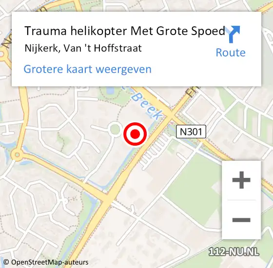 Locatie op kaart van de 112 melding: Trauma helikopter Met Grote Spoed Naar Nijkerk, Van 't Hoffstraat op 17 september 2024 11:04