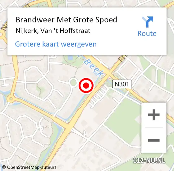 Locatie op kaart van de 112 melding: Brandweer Met Grote Spoed Naar Nijkerk, Van 't Hoffstraat op 17 september 2024 11:08