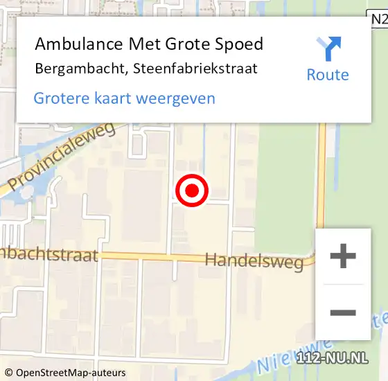 Locatie op kaart van de 112 melding: Ambulance Met Grote Spoed Naar Bergambacht, Steenfabriekstraat op 17 september 2024 11:13