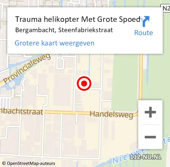 Locatie op kaart van de 112 melding: Trauma helikopter Met Grote Spoed Naar Bergambacht, Steenfabriekstraat op 17 september 2024 11:15