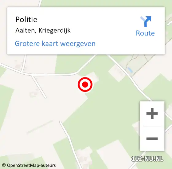 Locatie op kaart van de 112 melding: Politie Aalten, Kriegerdijk op 17 september 2024 11:28