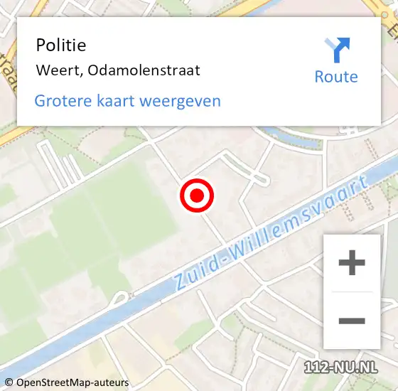 Locatie op kaart van de 112 melding: Politie Weert, Odamolenstraat op 17 september 2024 11:47