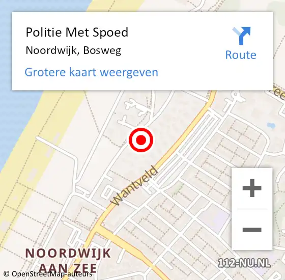 Locatie op kaart van de 112 melding: Politie Met Spoed Naar Noordwijk, Bosweg op 17 september 2024 11:54