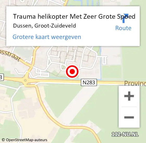 Locatie op kaart van de 112 melding: Trauma helikopter Met Zeer Grote Spoed Naar Dussen, Groot-Zuideveld op 17 september 2024 12:03