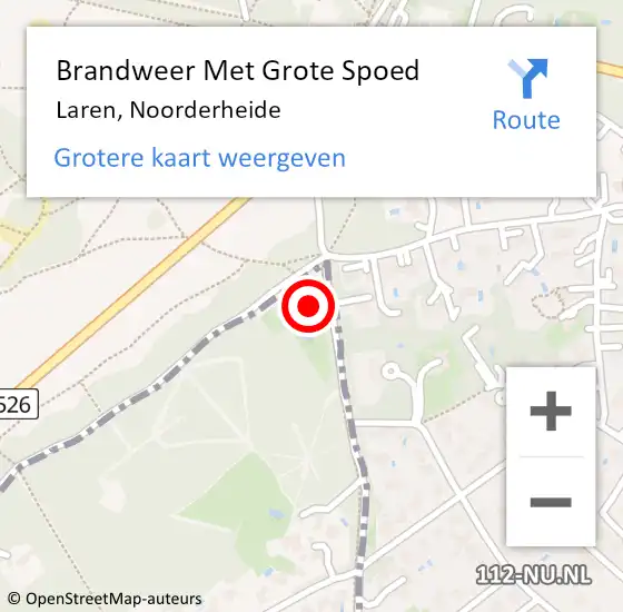 Locatie op kaart van de 112 melding: Brandweer Met Grote Spoed Naar Laren, Noorderheide op 17 september 2024 12:03