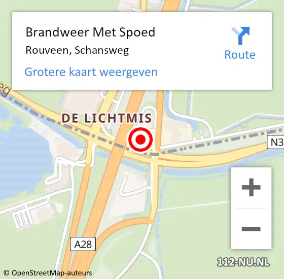 Locatie op kaart van de 112 melding: Brandweer Met Spoed Naar Rouveen, Schansweg op 17 september 2024 12:09