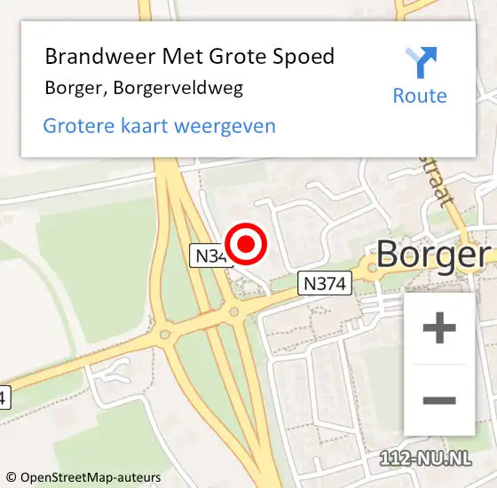 Locatie op kaart van de 112 melding: Brandweer Met Grote Spoed Naar Borger, Borgerveldweg op 17 september 2024 12:17