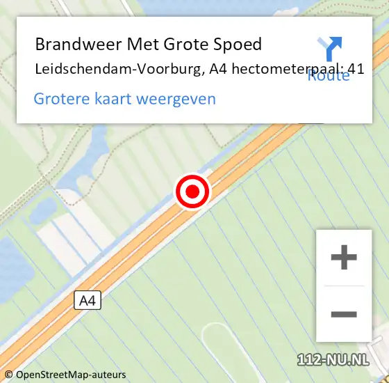 Locatie op kaart van de 112 melding: Brandweer Met Grote Spoed Naar Leidschendam-Voorburg, A4 hectometerpaal: 41 op 17 september 2024 12:22