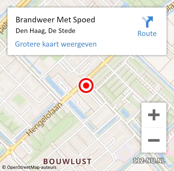 Locatie op kaart van de 112 melding: Brandweer Met Spoed Naar Den Haag, De Stede op 17 september 2024 12:28