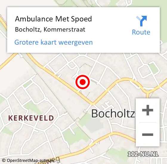 Locatie op kaart van de 112 melding: Ambulance Met Spoed Naar Bocholtz, Kommerstraat op 20 oktober 2014 12:59
