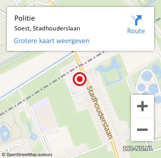 Locatie op kaart van de 112 melding: Politie Soest, Stadhouderslaan op 17 september 2024 12:46