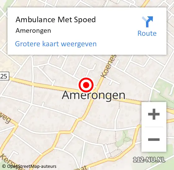 Locatie op kaart van de 112 melding: Ambulance Met Spoed Naar Amerongen op 17 september 2024 12:47