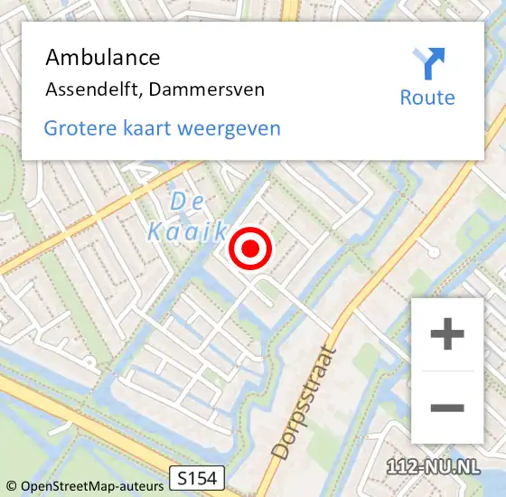 Locatie op kaart van de 112 melding: Ambulance Assendelft, Dammersven op 17 september 2024 12:54