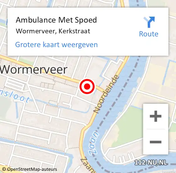 Locatie op kaart van de 112 melding: Ambulance Met Spoed Naar Wormerveer, Kerkstraat op 17 september 2024 12:55