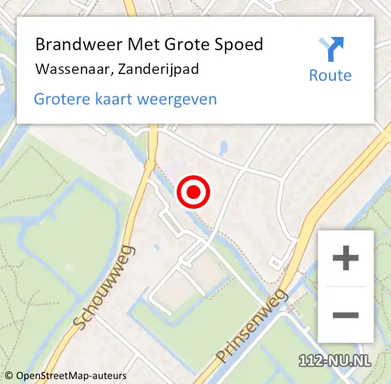 Locatie op kaart van de 112 melding: Brandweer Met Grote Spoed Naar Wassenaar, Zanderijpad op 17 september 2024 13:00