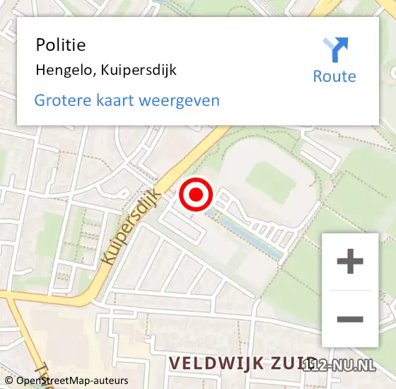 Locatie op kaart van de 112 melding: Politie Hengelo, Kuipersdijk op 17 september 2024 13:18