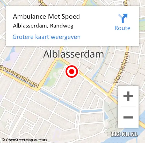 Locatie op kaart van de 112 melding: Ambulance Met Spoed Naar Alblasserdam, Randweg op 17 september 2024 13:21