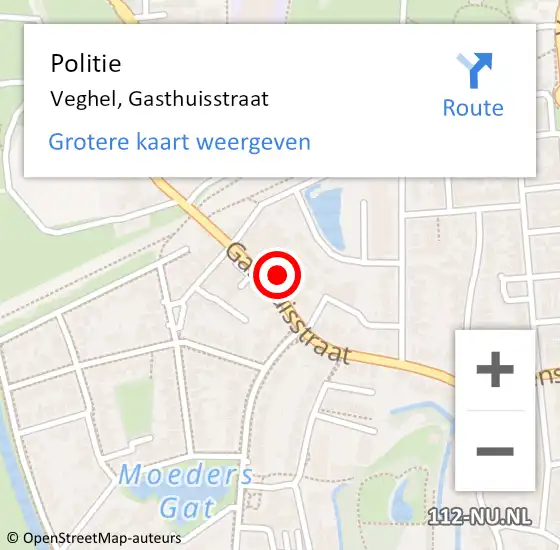 Locatie op kaart van de 112 melding: Politie Veghel, Gasthuisstraat op 17 september 2024 13:26