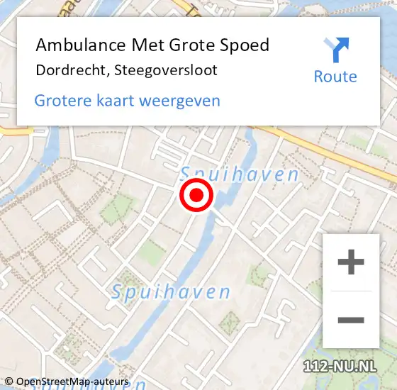 Locatie op kaart van de 112 melding: Ambulance Met Grote Spoed Naar Dordrecht, Steegoversloot op 17 september 2024 13:43