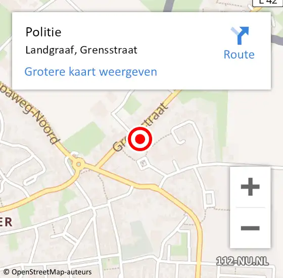 Locatie op kaart van de 112 melding: Politie Landgraaf, Grensstraat op 17 september 2024 13:48