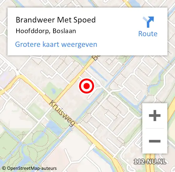 Locatie op kaart van de 112 melding: Brandweer Met Spoed Naar Hoofddorp, Boslaan op 17 september 2024 13:54