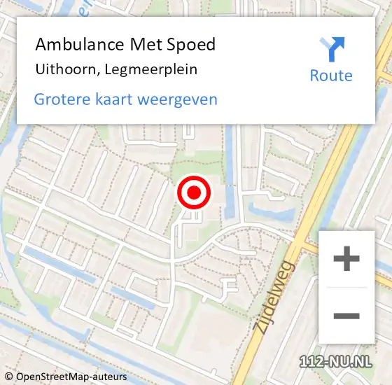 Locatie op kaart van de 112 melding: Ambulance Met Spoed Naar Uithoorn, Legmeerplein op 17 september 2024 13:57