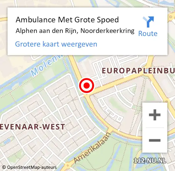 Locatie op kaart van de 112 melding: Ambulance Met Grote Spoed Naar Alphen aan den Rijn, Noorderkeerkring op 17 september 2024 14:08