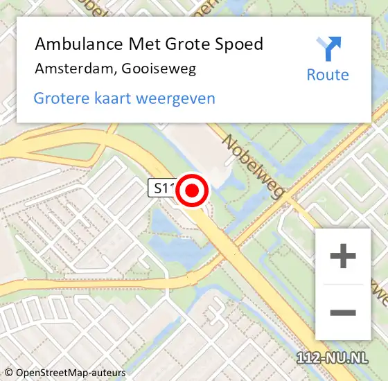 Locatie op kaart van de 112 melding: Ambulance Met Grote Spoed Naar Diemen, Gooiseweg op 17 september 2024 14:18