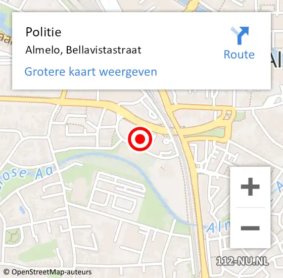 Locatie op kaart van de 112 melding: Politie Almelo, Bellavistastraat op 17 september 2024 14:19