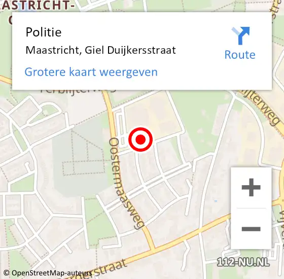 Locatie op kaart van de 112 melding: Politie Maastricht, Giel Duijkersstraat op 17 september 2024 14:28