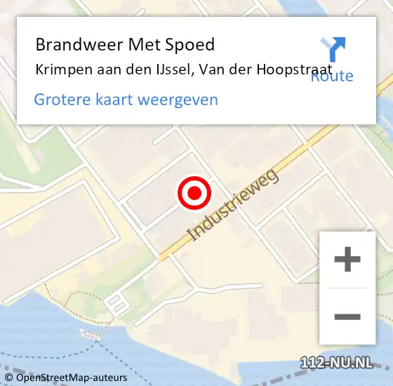 Locatie op kaart van de 112 melding: Brandweer Met Spoed Naar Krimpen aan den IJssel, Van der Hoopstraat op 17 september 2024 14:43