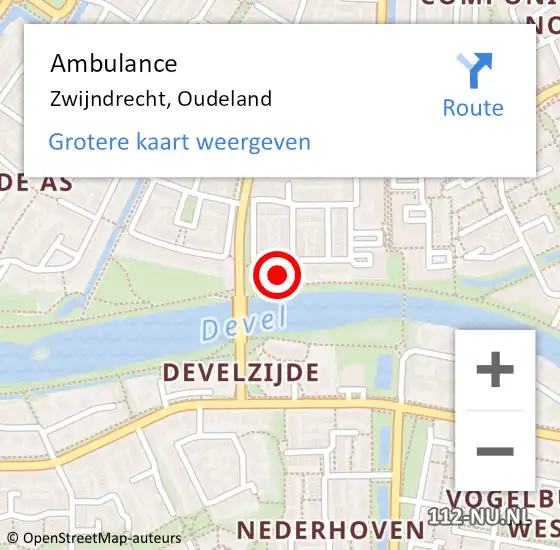 Locatie op kaart van de 112 melding: Ambulance Zwijndrecht, Oudeland op 17 september 2024 14:56