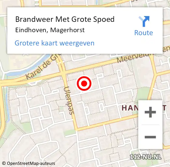 Locatie op kaart van de 112 melding: Brandweer Met Grote Spoed Naar Eindhoven, Magerhorst op 17 september 2024 14:58