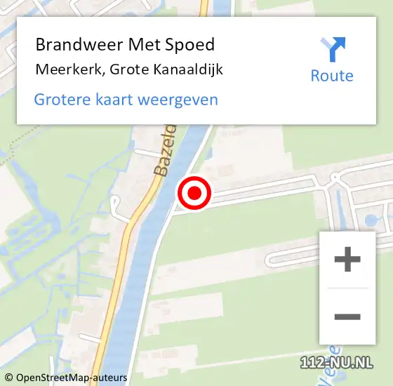 Locatie op kaart van de 112 melding: Brandweer Met Spoed Naar Meerkerk, Grote Kanaaldijk op 17 september 2024 15:00