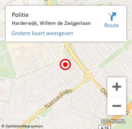 Locatie op kaart van de 112 melding: Politie Harderwijk, Willem de Zwijgerlaan op 17 september 2024 15:03