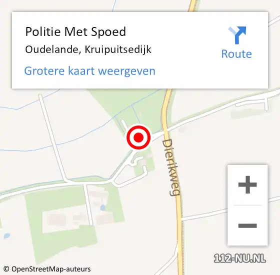 Locatie op kaart van de 112 melding: Politie Met Spoed Naar Oudelande, Kruipuitsedijk op 17 september 2024 15:06