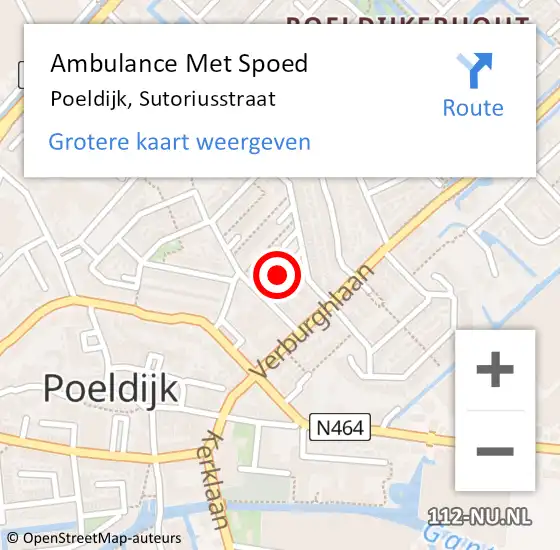 Locatie op kaart van de 112 melding: Ambulance Met Spoed Naar Poeldijk, Sutoriusstraat op 17 september 2024 15:09