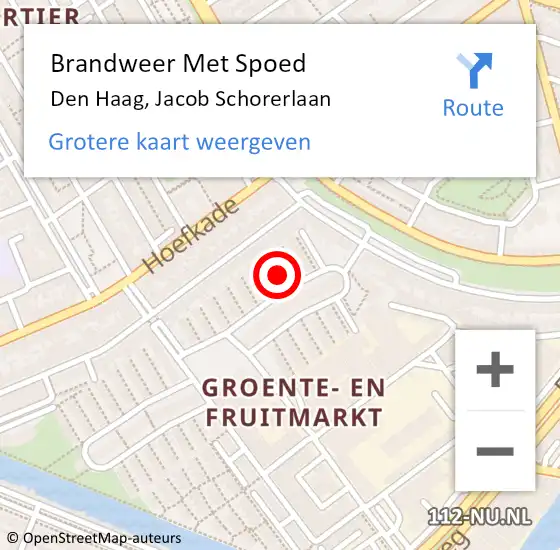 Locatie op kaart van de 112 melding: Brandweer Met Spoed Naar Den Haag, Jacob Schorerlaan op 17 september 2024 15:24