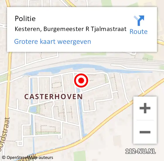 Locatie op kaart van de 112 melding: Politie Kesteren, Burgemeester R Tjalmastraat op 17 september 2024 15:29