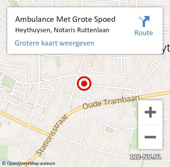 Locatie op kaart van de 112 melding: Ambulance Met Grote Spoed Naar Heythuysen, Notaris Ruttenlaan op 17 september 2024 15:36